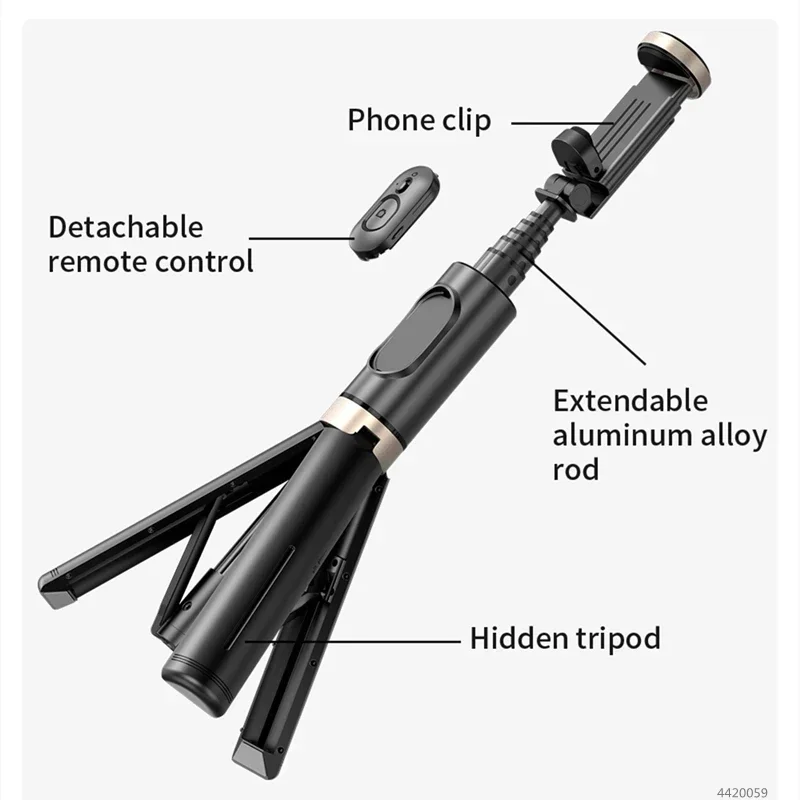 Photography With Iphone 15 - Katlanabilir Bluetooth Selfie Çubuğu Kablosuz Tripod,